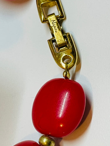 Napier Red Beaded Split Circle Necklace